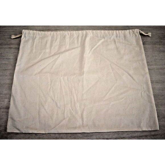 White + Warren Ivory/Black Cotton Drawstring Dust Bag Storage Bag 18” x 14.5" - Picture 2 of 5